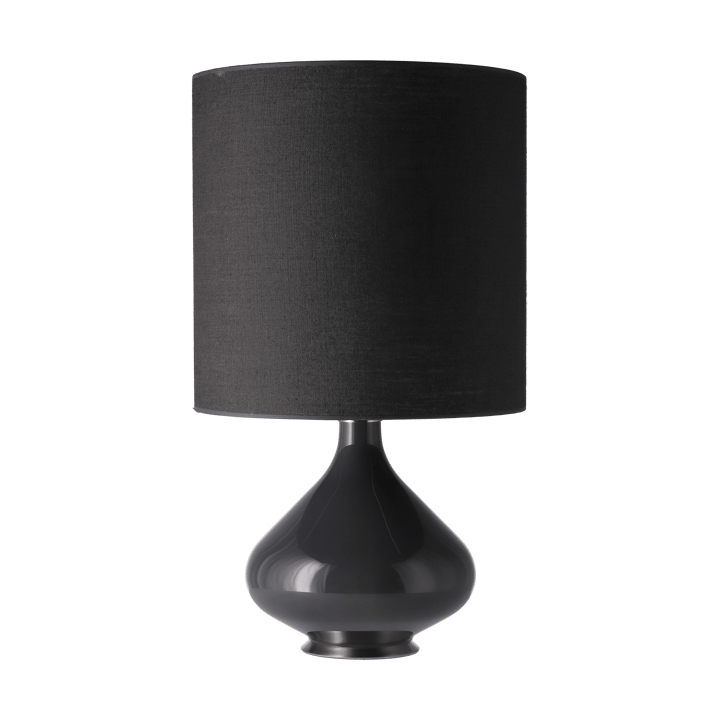 Lampada da tavolo Flavia con base grigia - Lino Negro M - Flavia Lamps