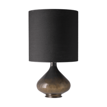 Lampada da tavolo Flavia con base grigia - Lino Negro M - Flavia Lamps