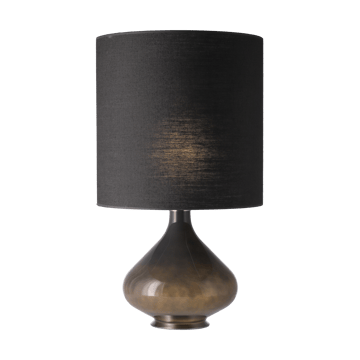 Lampada da tavolo Flavia con base grigia - Lino Negro M - Flavia Lamps