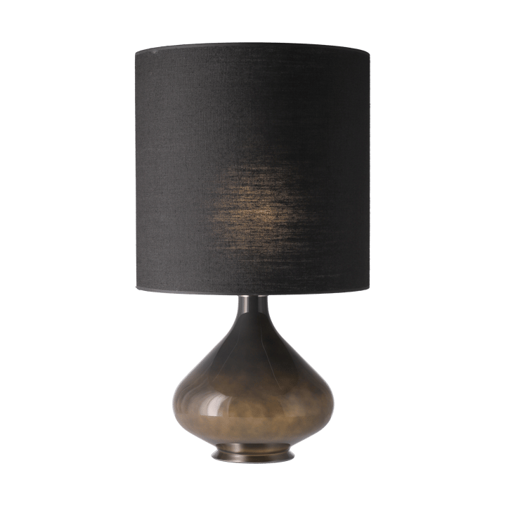 Lampada da tavolo Flavia con base grigia, Lino Negro M Flavia Lamps