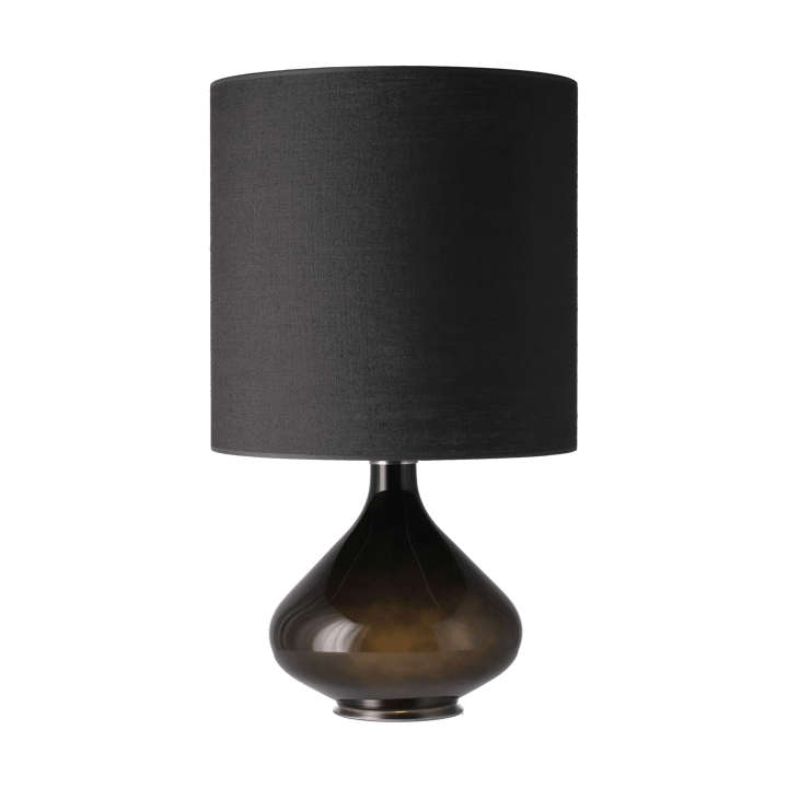 Lampada da tavolo Flavia con base nera, Lino Negro M Flavia Lamps