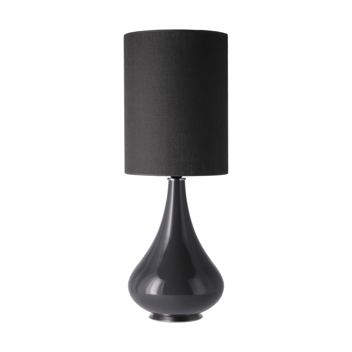 Lampada da tavolo Renata con base grigia - Lino Negro L - Flavia Lamps