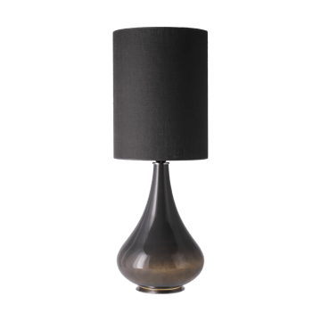 Lampada da tavolo Renata con base grigia - Lino Negro L - Flavia Lamps