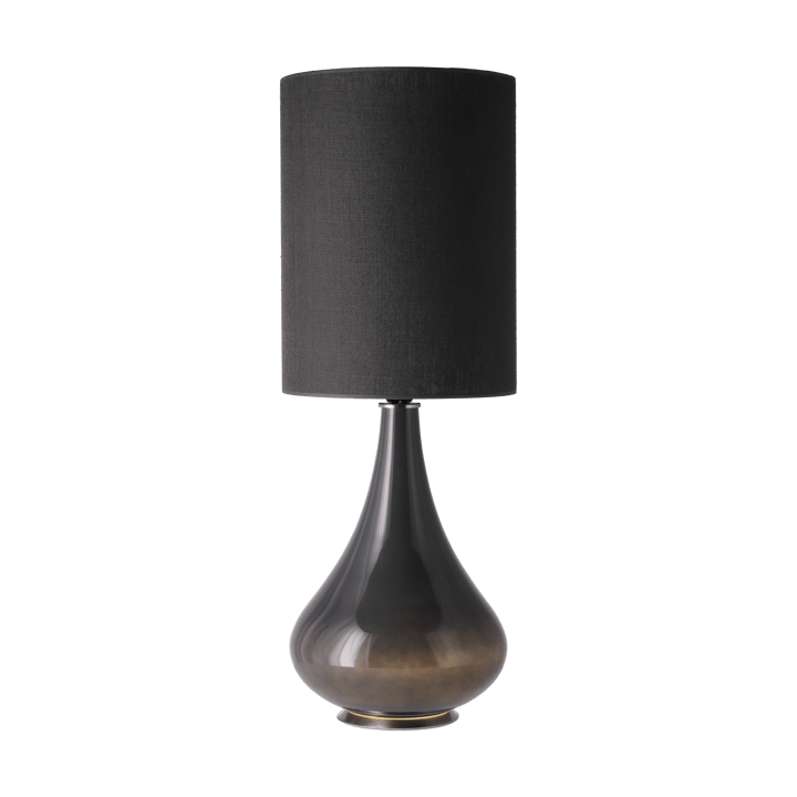 Lampada da tavolo Renata con base grigia, Lino Negro L Flavia Lamps