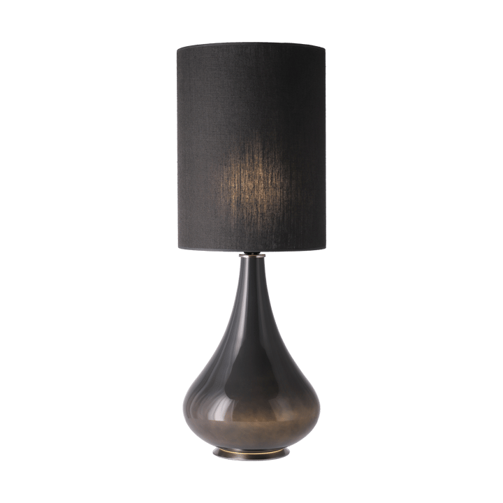 Lampada da tavolo Renata con base grigia, Lino Negro L Flavia Lamps