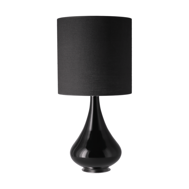 Lampada da tavolo Renata con base nera - Lino Negro M - Flavia Lamps