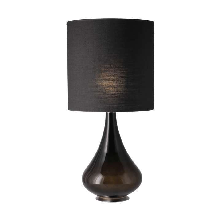 Lampada da tavolo Renata con base nera, Lino Negro M Flavia Lamps