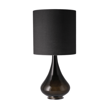 Lampada da tavolo Renata con base nera - Lino Negro M - Flavia Lamps