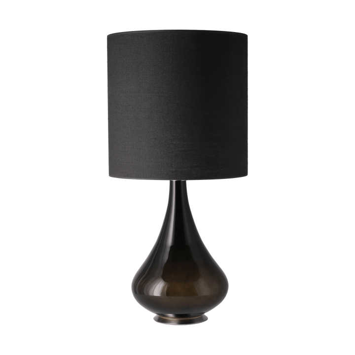 Lampada da tavolo Renata con base nera, Lino Negro M Flavia Lamps