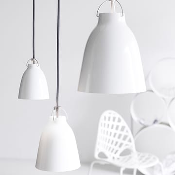 Lampada a sospensione Caravaggio 2 - Bianco liscio-cavo in tessuto grigio - Fritz Hansen