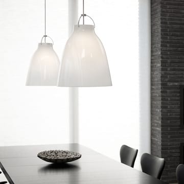 Lampada a sospensione Caravaggio 2 - Bianco liscio-cavo in tessuto grigio - Fritz Hansen