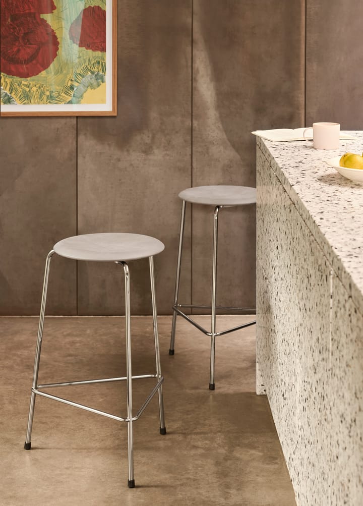 Sgabello in pelle High Dot - Lava grey-chrome - Fritz Hansen