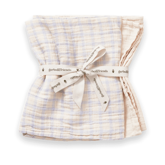 Coperta piccola Gingham Sky Blue set da 2 pezzi - 60x60 cm - Garbo&Friends