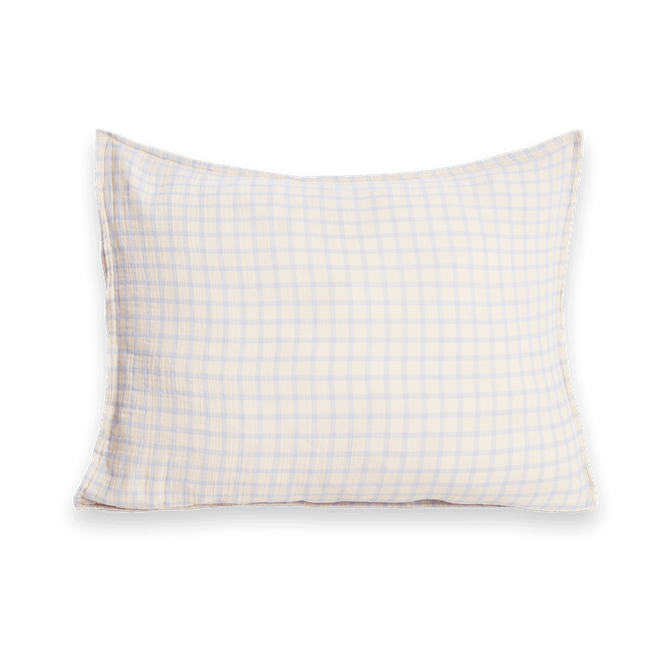 Federa in mussola Gingham Sky Blue - 50x60 cm - Garbo&Friends