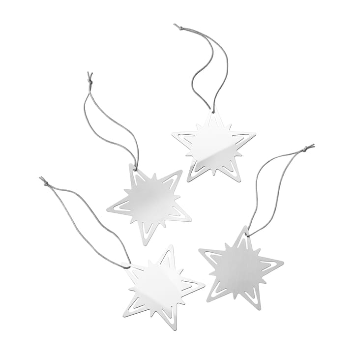 Decorazione natalizia Classic christmas a forma di stella per candela, confezione da 4 - Silver - Georg Jensen