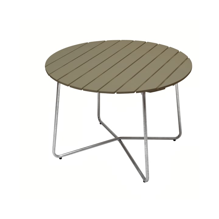 9A tavolo da pranzo - Light green oak-hot galvanized base, Ø100 cm - Grythyttan Stålmöbler