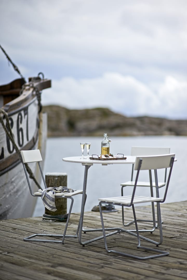 9A tavolo da pranzo, Rovere verniciato bianco Ø100 cm Grythyttan Stålmöbler