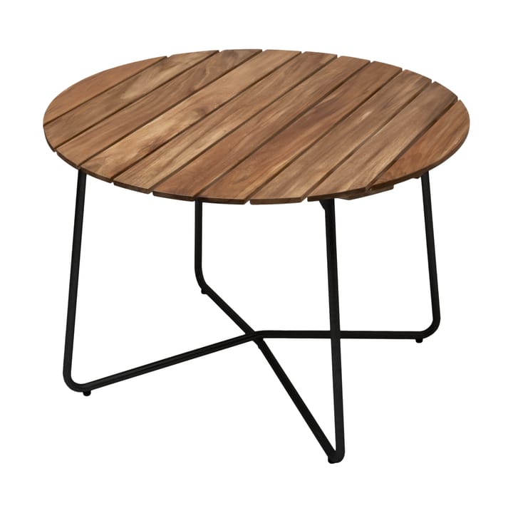 9A tavolo da pranzo - Untreated teak-black base, Ø100 cm - Grythyttan Stålmöbler