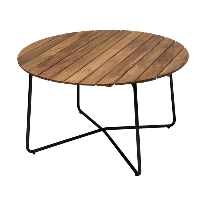 9A tavolo da pranzo - Untreated teak-black base, Ø120 cm - Grythyttan Stålmöbler