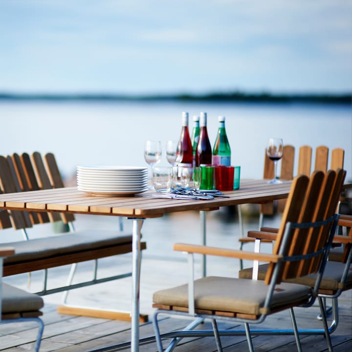 Tavolo B25A, Supporto in teak zincato a caldo Grythyttan Stålmöbler