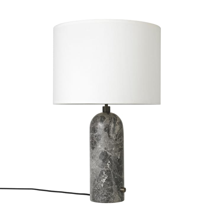 Lampada da tavolo Gravity S, grigio marmo + paralume bianco GUBI