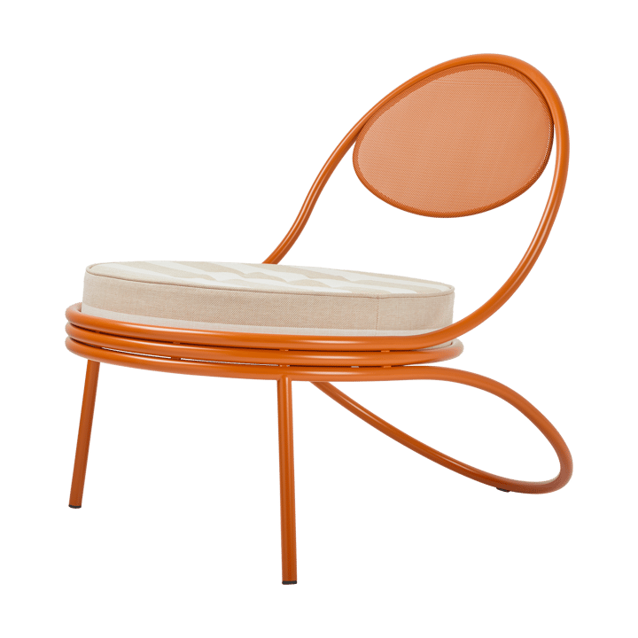 Poltrona da esterno Copacabana con seduta imbottita, Leslie stripe limonta 040-arancione internazionale GUBI