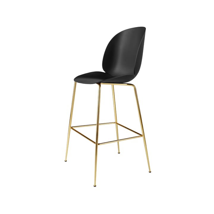 Sedia alta da bar Beetle - nero, base in ottone - GUBI