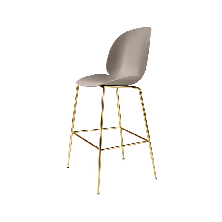 Sedia alta da bar Beetle, new beige, base in ottone GUBI