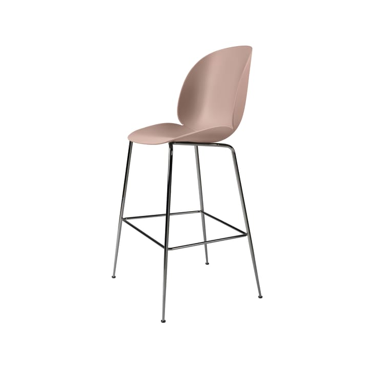 Sedia alta da bar Beetle, sweet pink, base in acciaio cromato nero GUBI