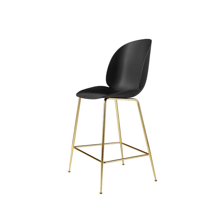 Sedia bassa da bar Beetle - nero, base in ottone - GUBI