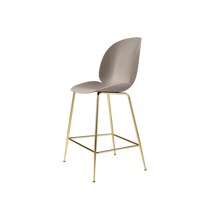 Sedia bassa da bar Beetle - new beige, base in ottone - GUBI