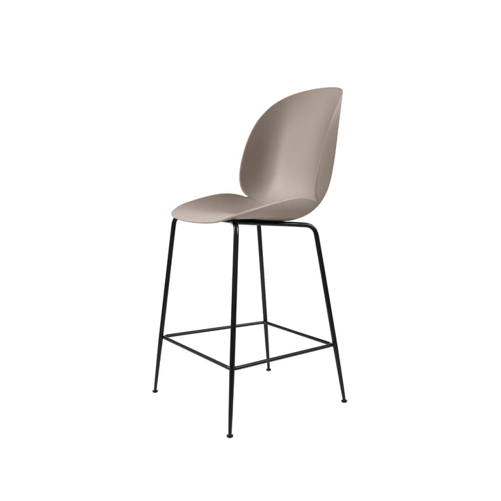 Sedia bassa da bar Beetle, new beige, struttura in acciaio nero GUBI