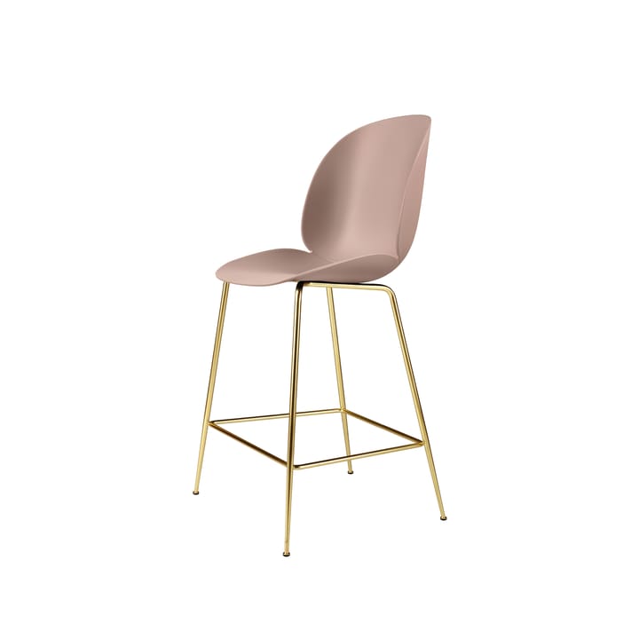 Sedia bassa da bar Beetle - sweet pink, struttura in ottone - GUBI