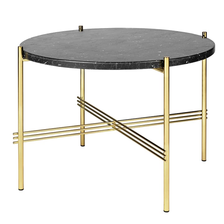 Tavolino gambe in ottone Ts Ø 55 cm - Marmo nero - GUBI