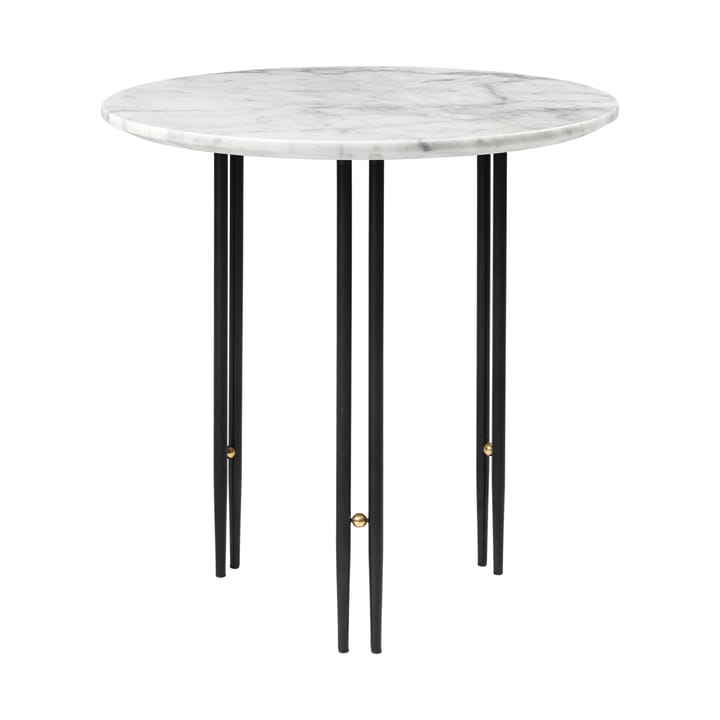 Tavolino IOI Ø 50 cm - Nero, ottone, marmo bianco - GUBI