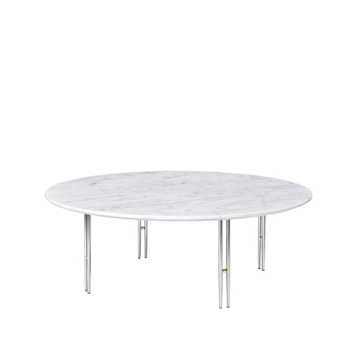 Tavolino IOI - Marmo bianco di Carrara, Ø 100 cm, base cromata - GUBI