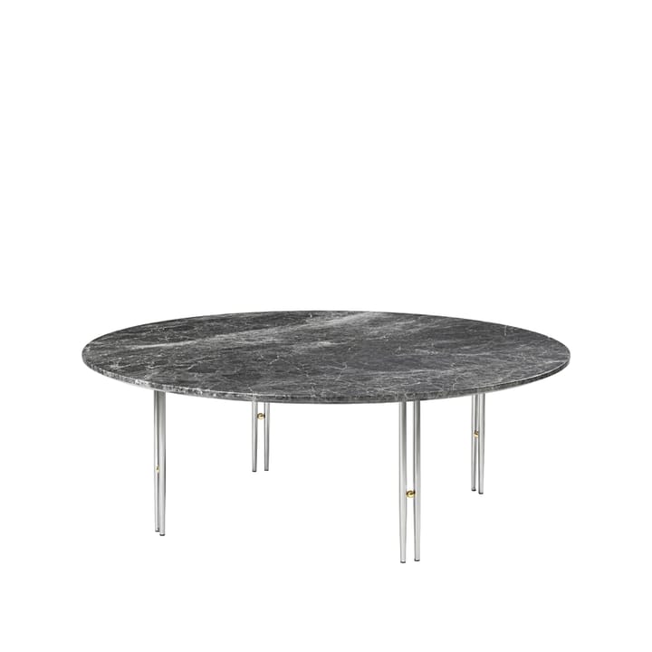 Tavolino IOI - Marmo Emperador grigio, Ø 100 cm, base cromata - GUBI