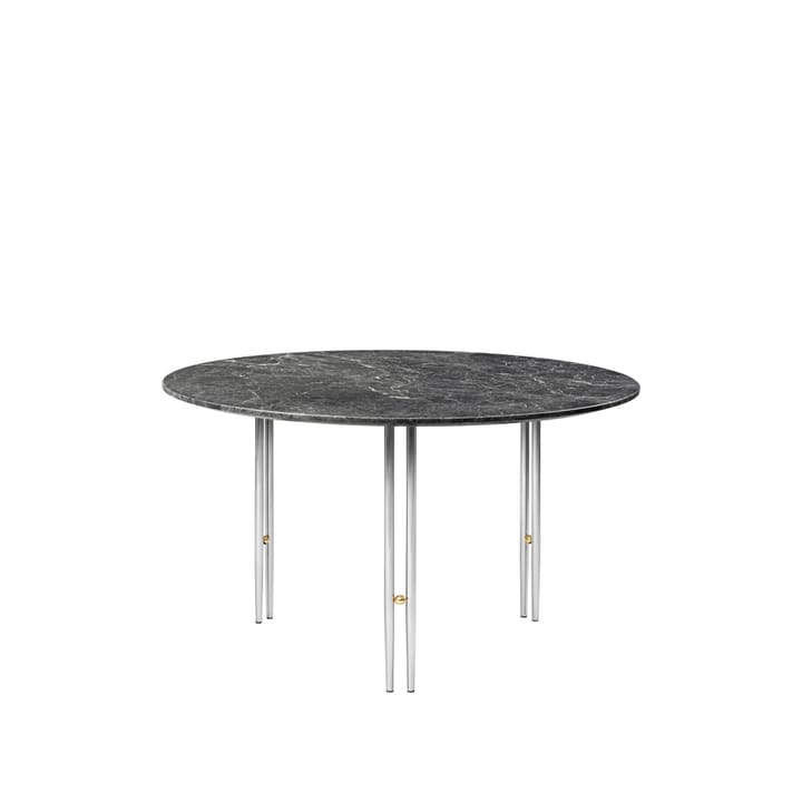 Tavolino IOI - Marmo Emperador grigio, Ø 70 cm, base cromata - GUBI
