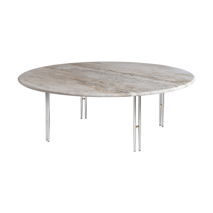 Tavolino IOI - Rippled beige con supporto cromato Ø100 cm - GUBI