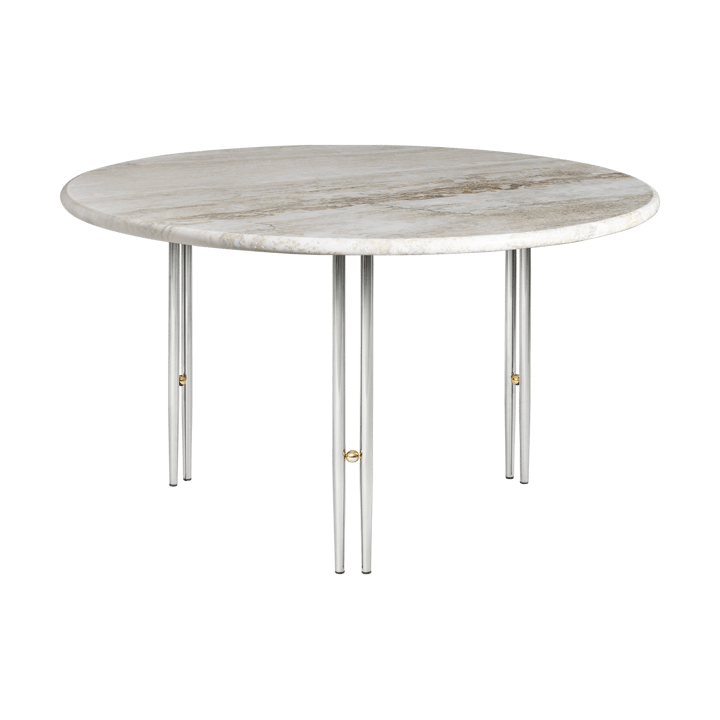 Tavolino IOI - Rippled beige con supporto cromato Ø70 cm - GUBI
