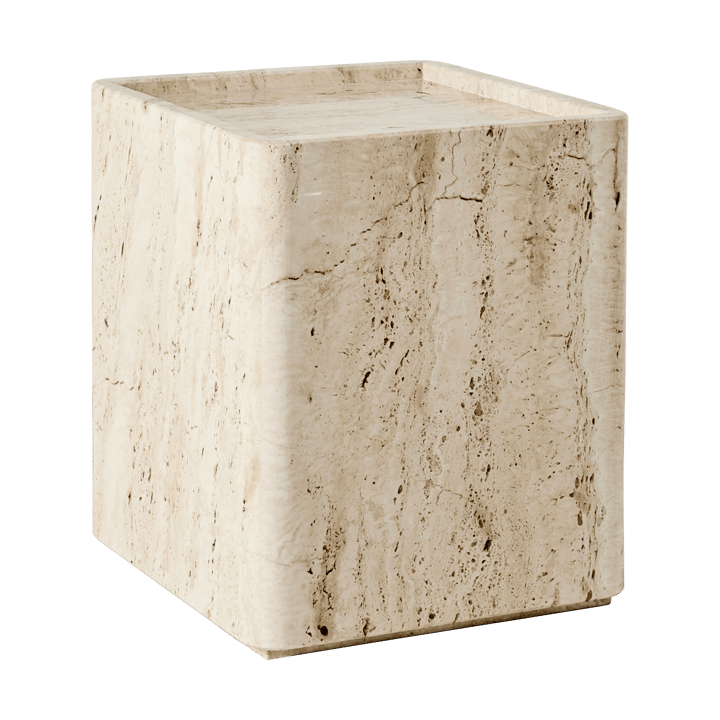 Tavolino laterale Pietra 33x33x40 cm - Travertino bianco neutro - GUBI