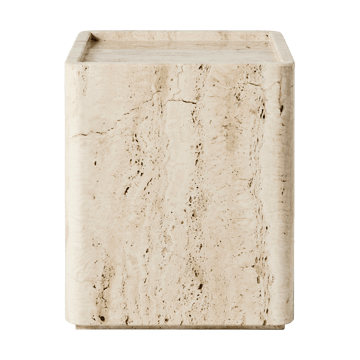 Tavolino laterale Pietra 33x33x40 cm - Travertino bianco neutro - GUBI