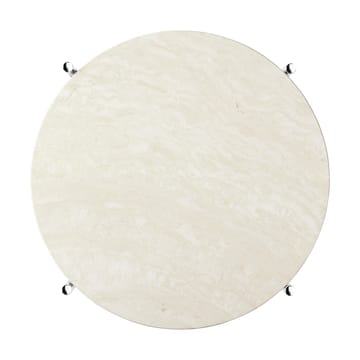 Tavolino TS acciaio lucidato Ø 40 cm - Travertino bianco naturale - GUBI