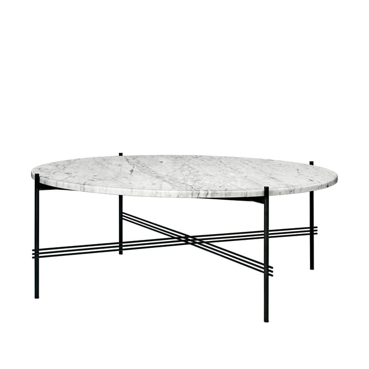 Tavolino TS Round - marmo bianco di Carrara, Ø 105 cm, base nera - GUBI