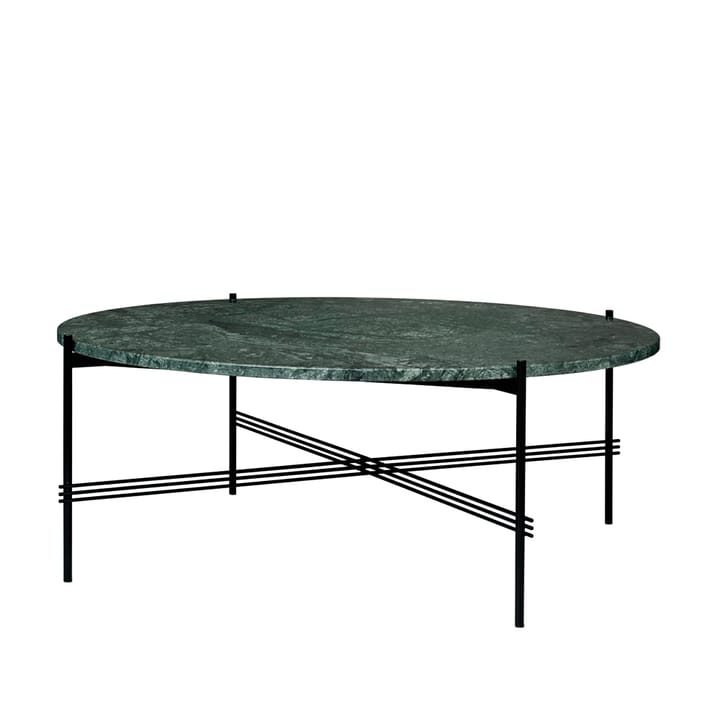 Tavolino TS Round - marmo green Guatemala, Ø 105 cm, base nera - GUBI