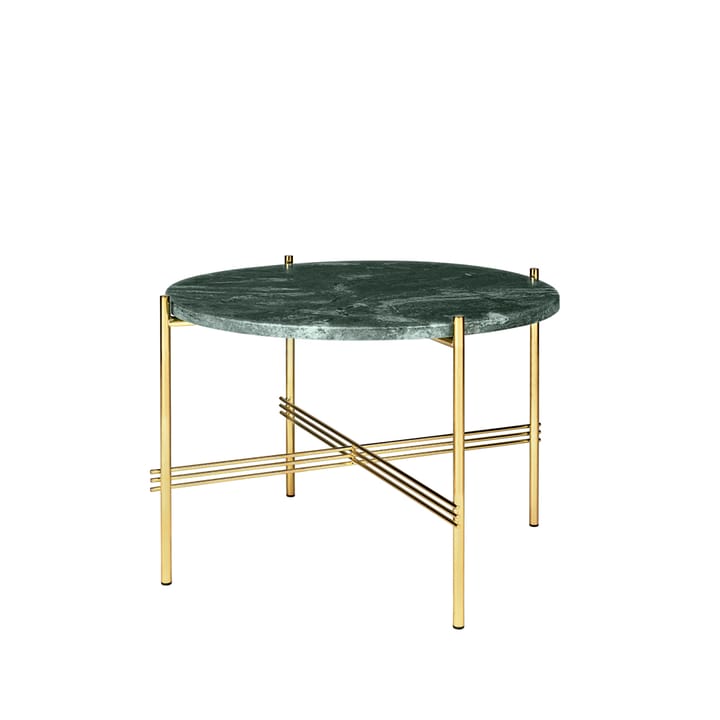 Tavolino TS Round - marmo green Guatemala, Ø 55 cm, base nera - GUBI