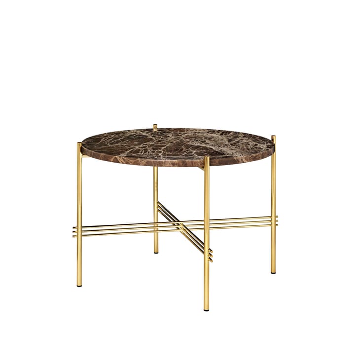 Tavolino TS Round - marmo marrone Emperador, Ø 55 cm, base in ottone - GUBI