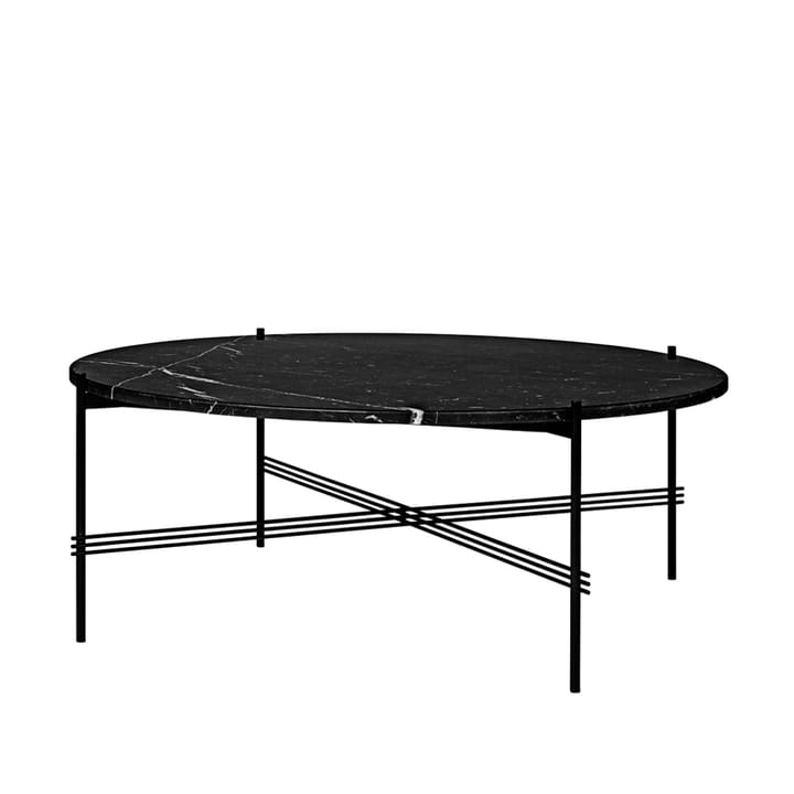 Tavolino TS Round - marmo nero Marquina, Ø 105 cm, base nera - GUBI
