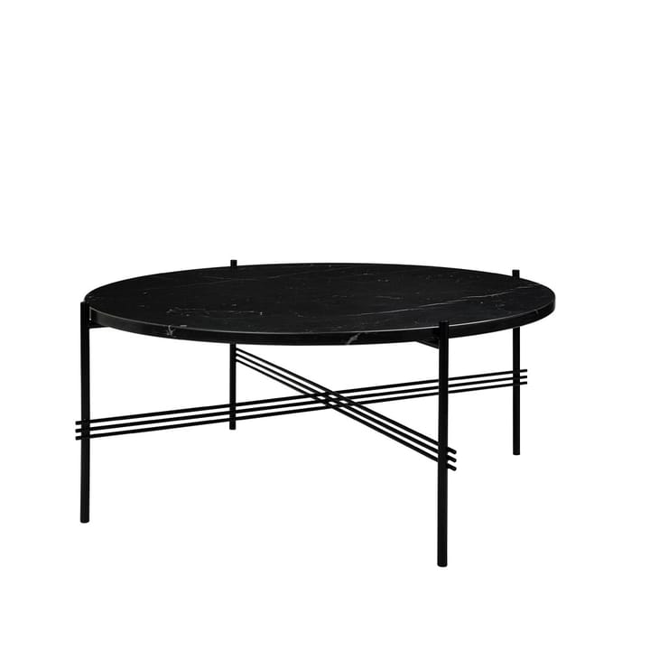 Tavolino TS Round, marmo nero Marquina, Ø 80 cm, base nera GUBI