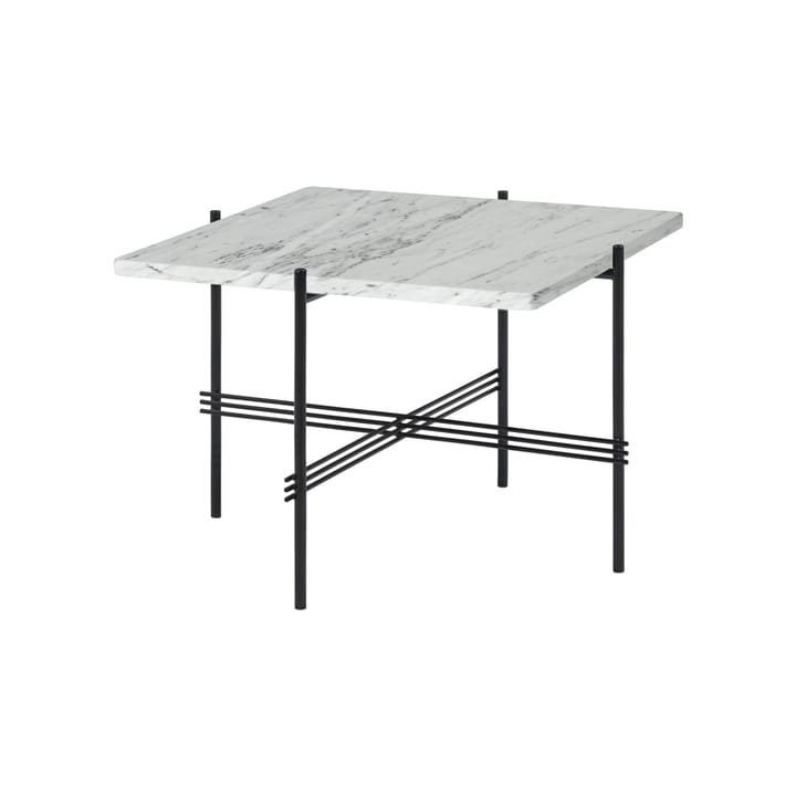 Tavolino TS Square - marmo bianco di Carrara, 55x55 cm, base nera - GUBI